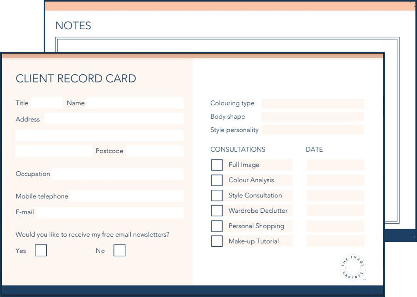 Client Record Cards - Pack of 25 – The Image Experts