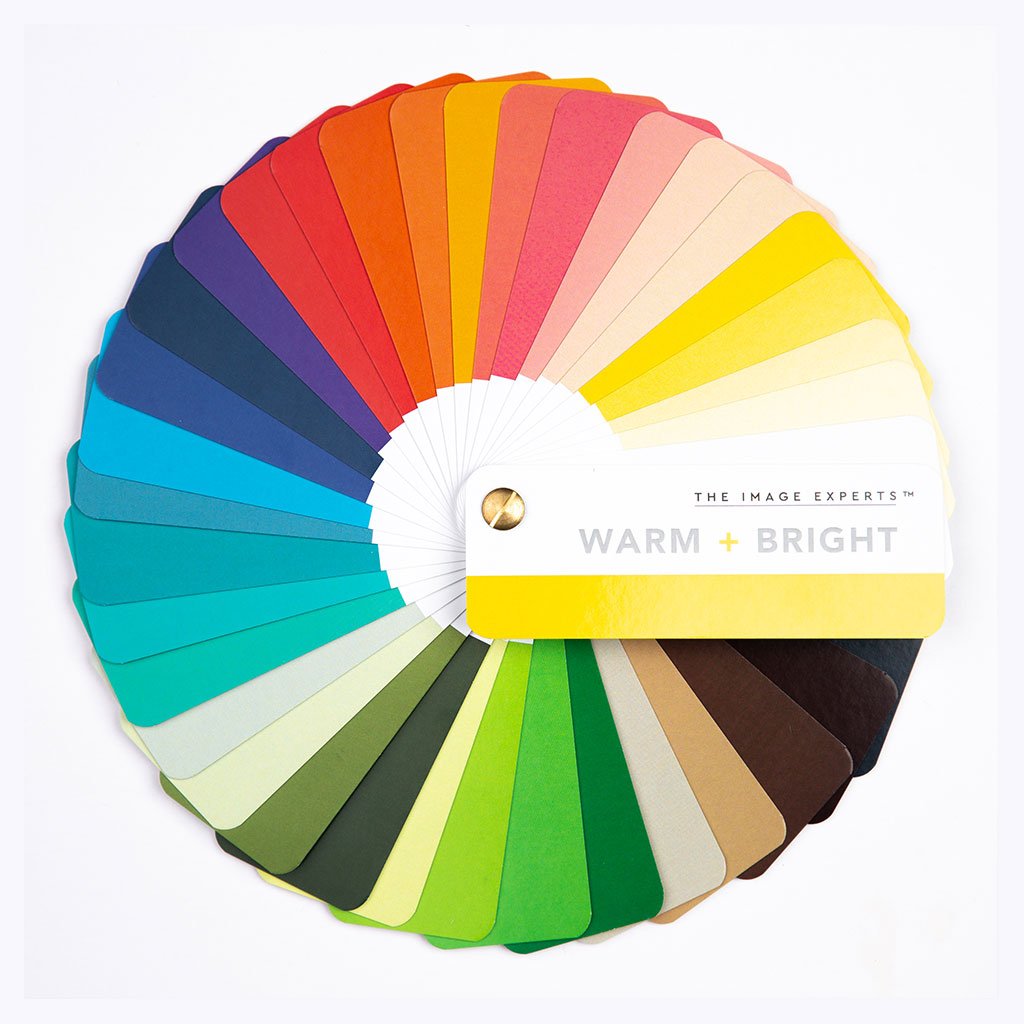 Warm + Bright colour fan for personal stylists, image consultants conducting colour analysis